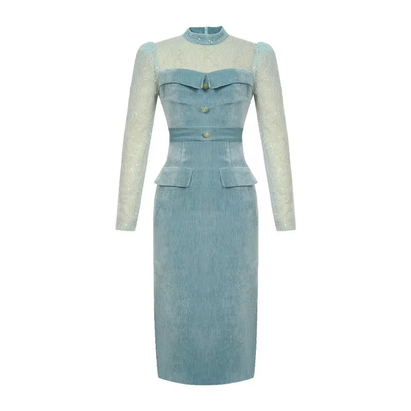 Blue Velvet Dress