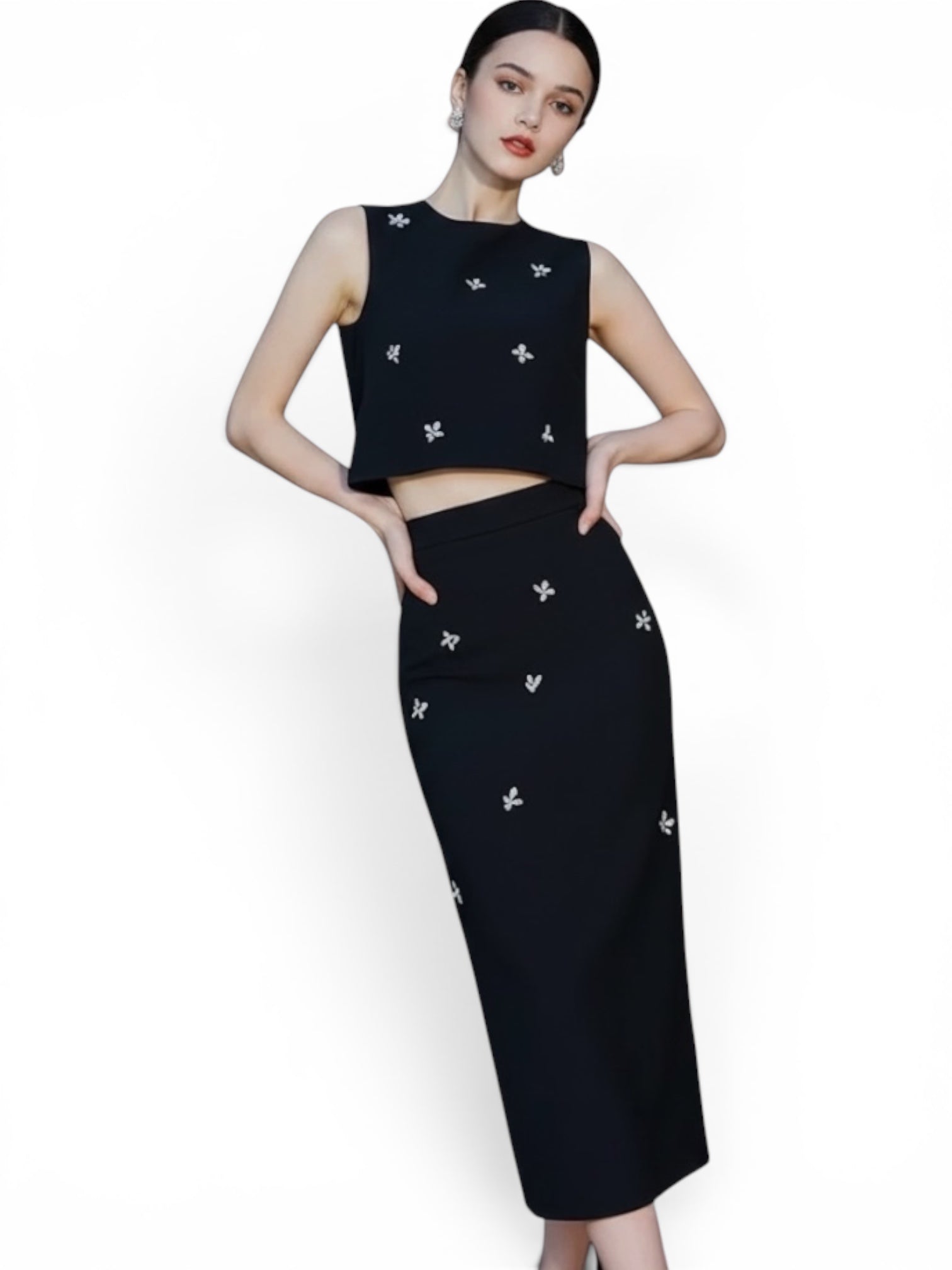 Two piece black shirt and blouse