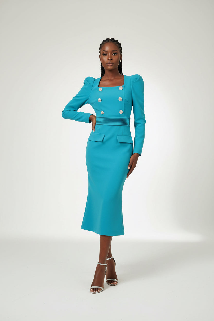 Lake Blue Vintage Midi Dress