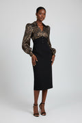 V Neck Wrap Hip Pencil Hem African Patterns Leopard Printed Dresse