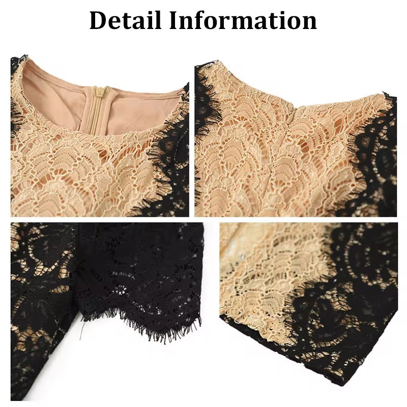 Knee Length Elegant Patchwork Bodycon Women Casual Dress