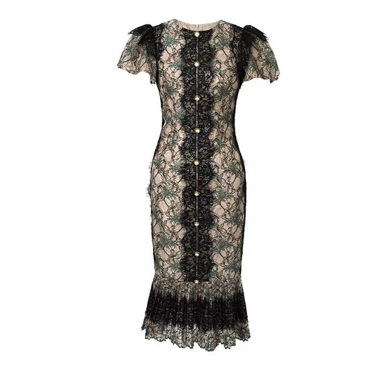 Knee Length Elegant Patchwork Bodycon