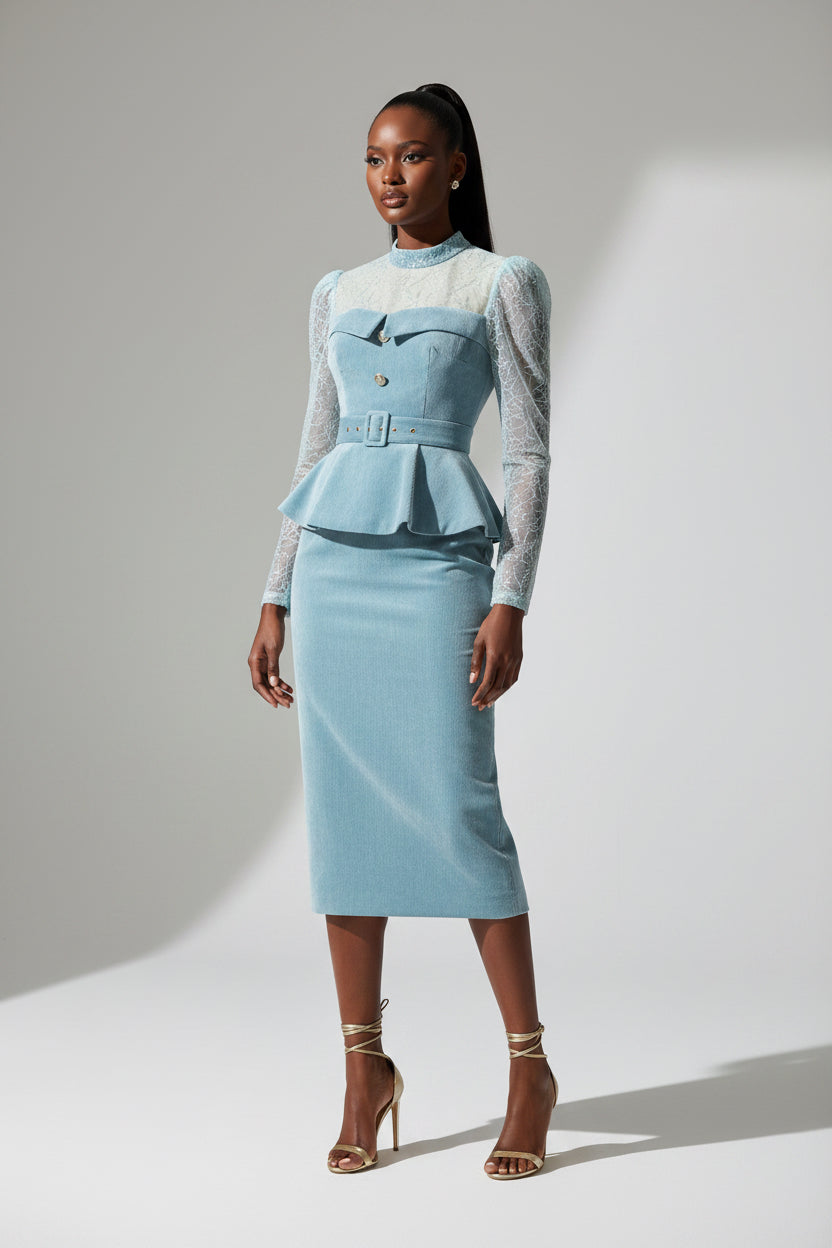 Blue Velvet Dress