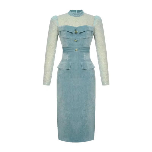 Blue Velvet Dress