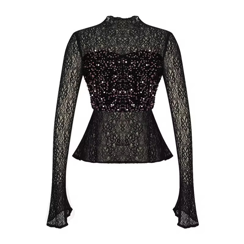 Sequin-mesh top
