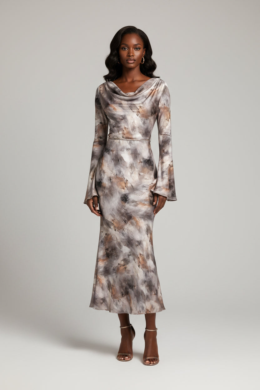 Patch satin dress