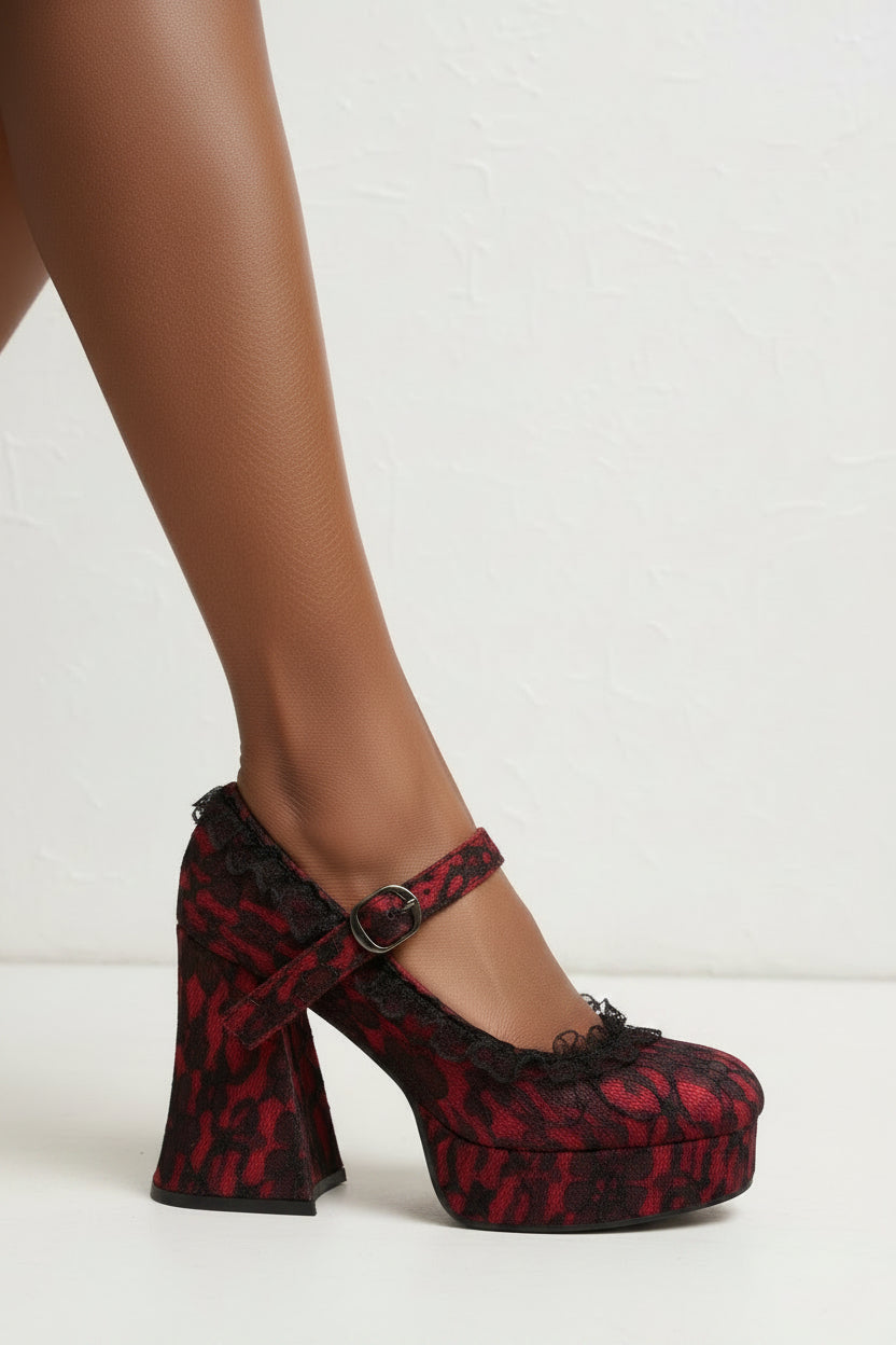 Red laced Platform shoe