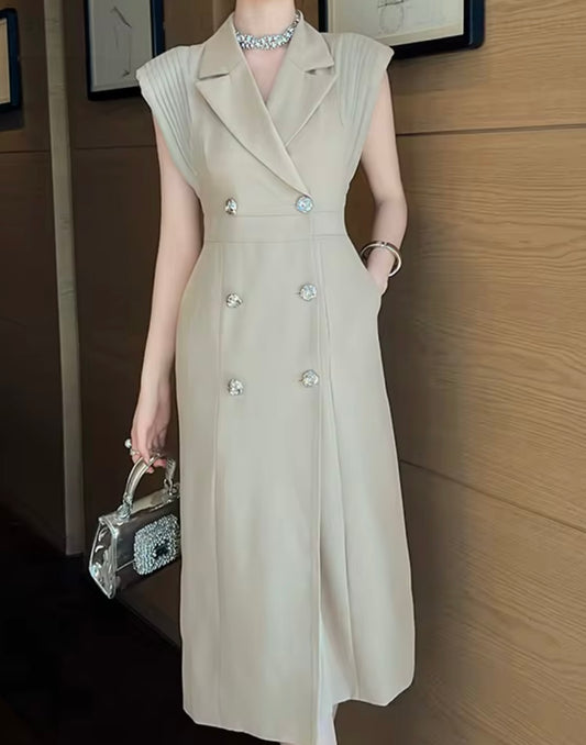 Luxury Diamond Button Dress